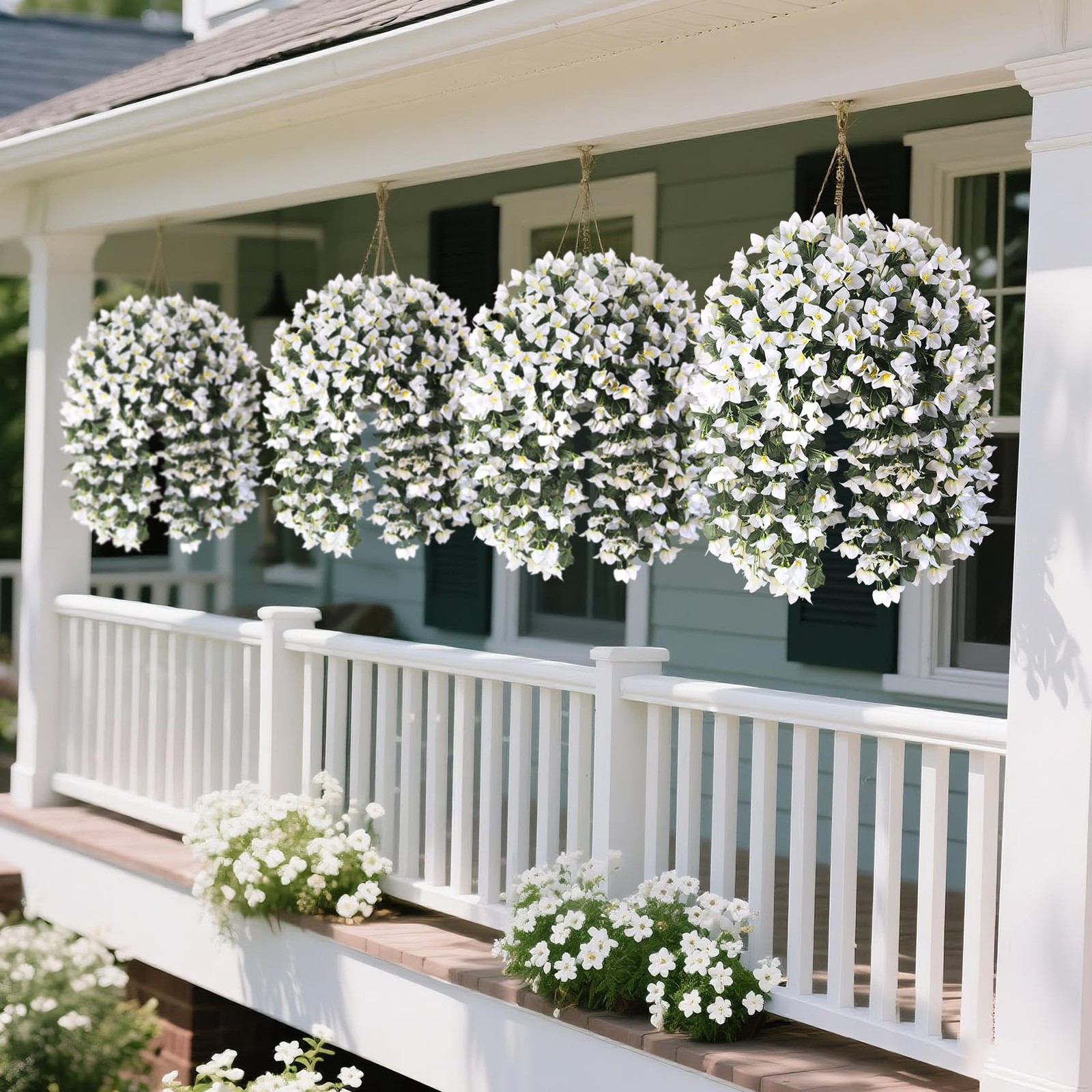 3 Pcs Artificial Hanging Bougainvillea Flowers for Outdoors, Fake Hanging Pla…