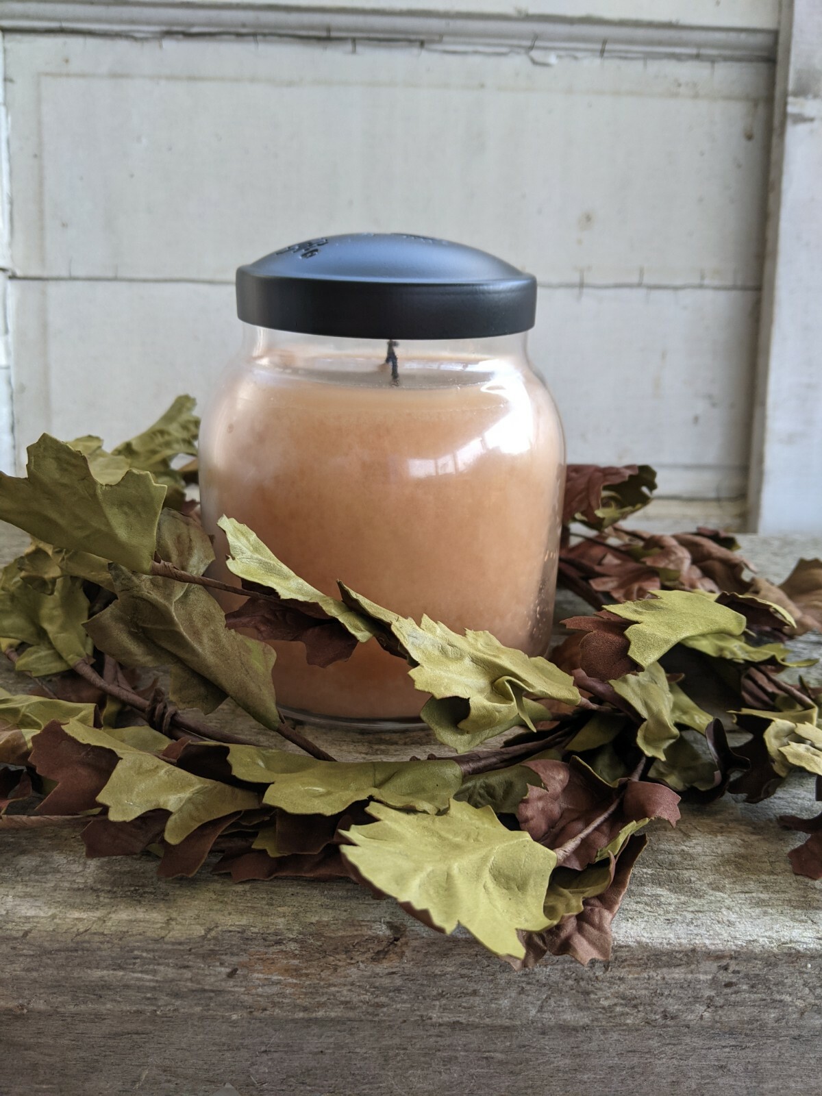 OLIVE LEAF CANDLE RING Wreath Leaves Fall Autumn Country Farmhouse 13″ x 6.75″