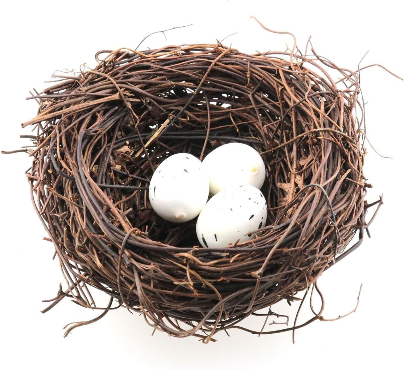3PCS Bird Nest Artificial Rattan Bird Nest Crafts with 10PCS Foam Eggs DIY Décor