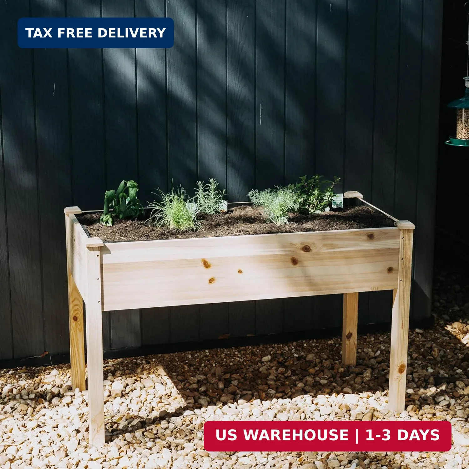 Backyard Expressions Wooden Raised Garden Bed|Elevated Planter Box with Included