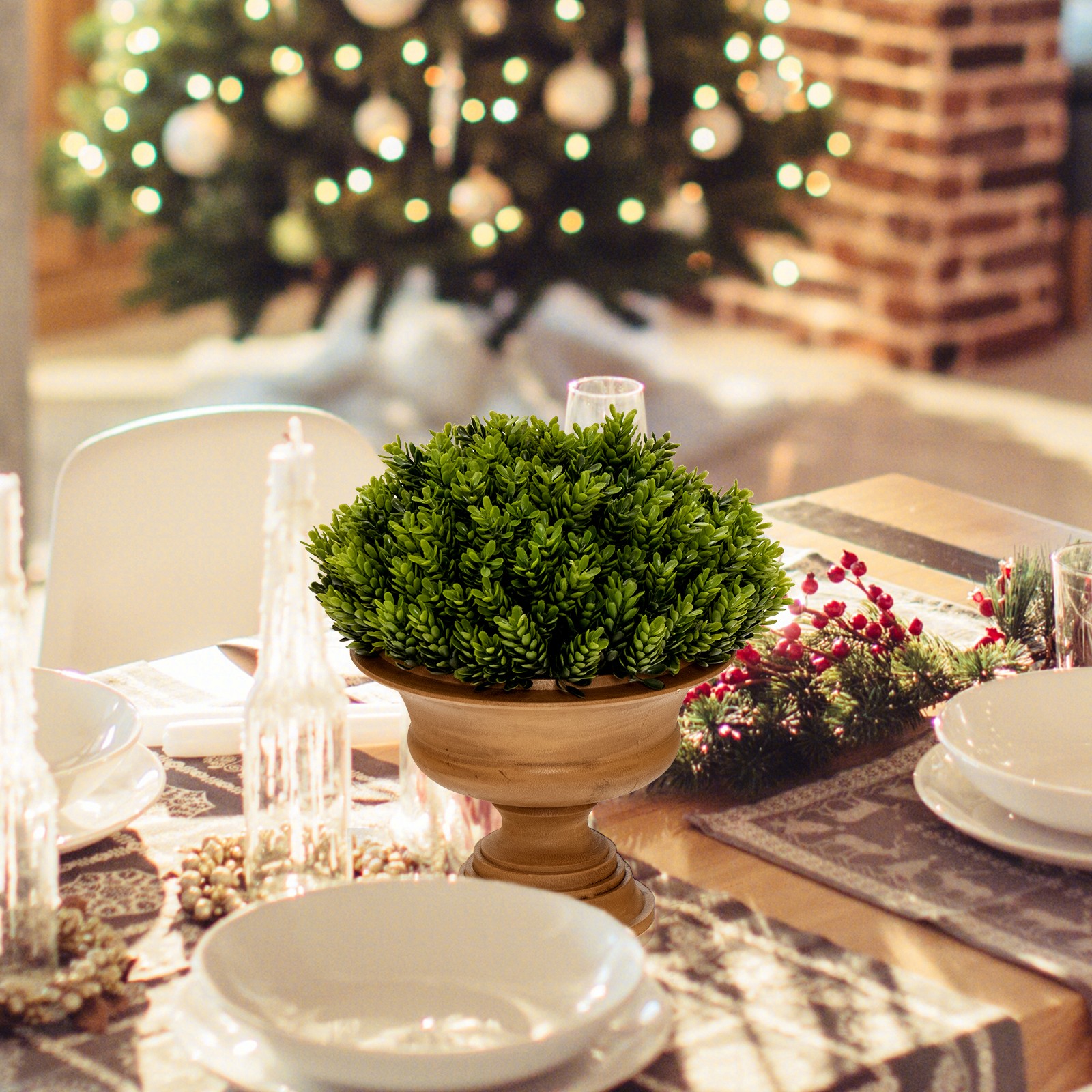 Small Faux Pine Cone Trees 4 Pack Artificial Plants Decor for Indoor