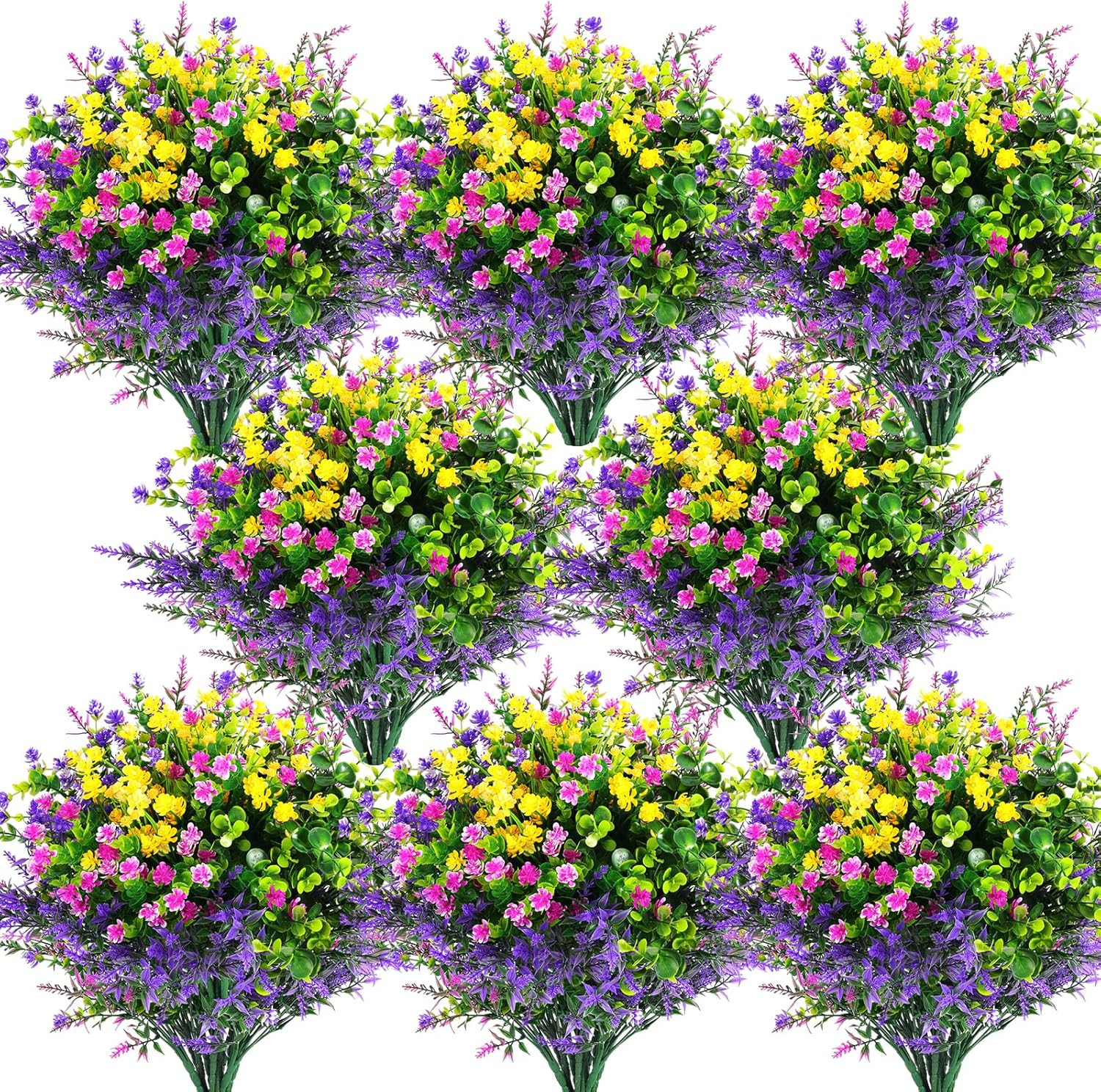 Hananona 24 Pcs Artificial Flowers Outdoor, Faux Artificial Plants UV Resistant