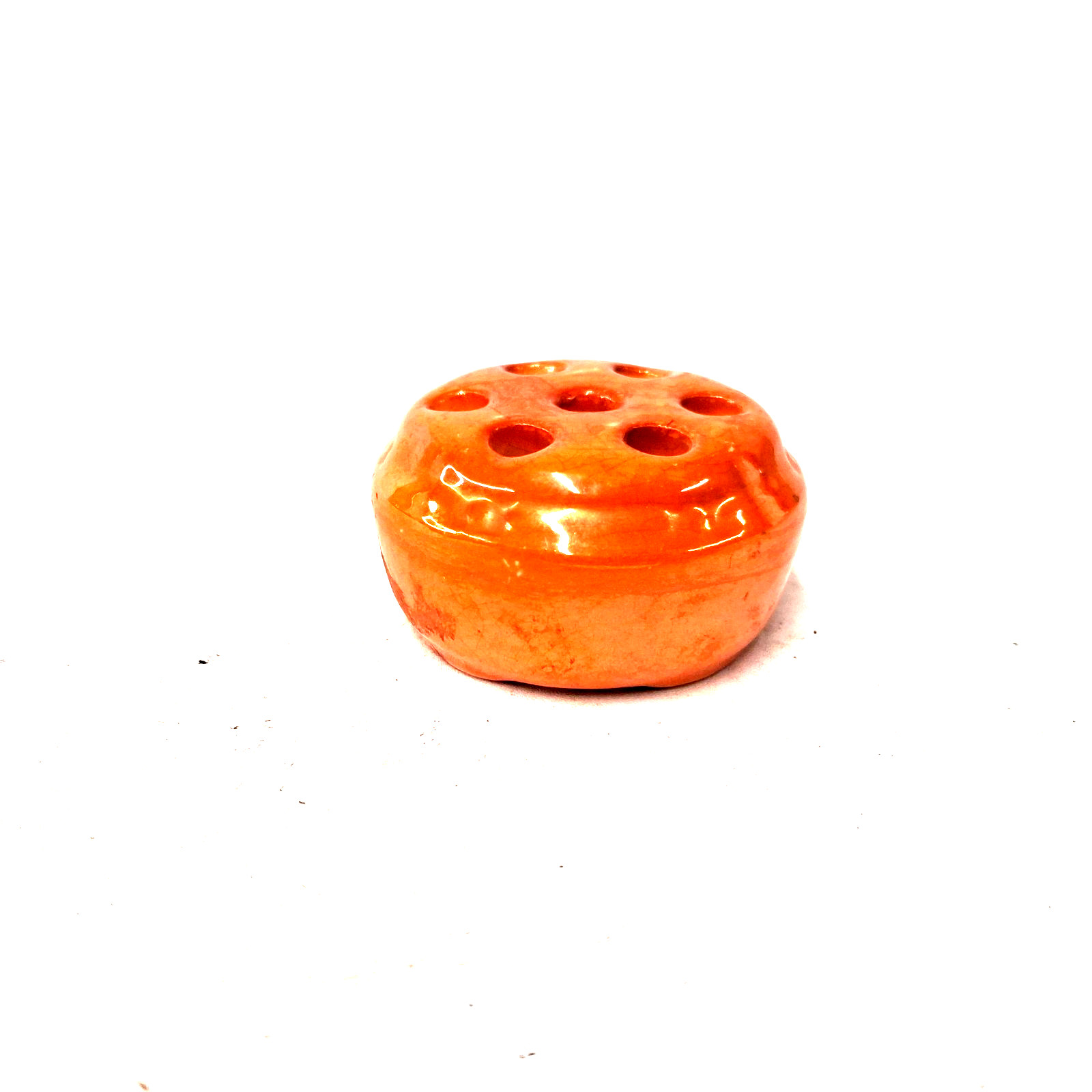 Vintage Orange Ceramic Flower Frog Floral Arrangement Holder Ikebana Vase Insert