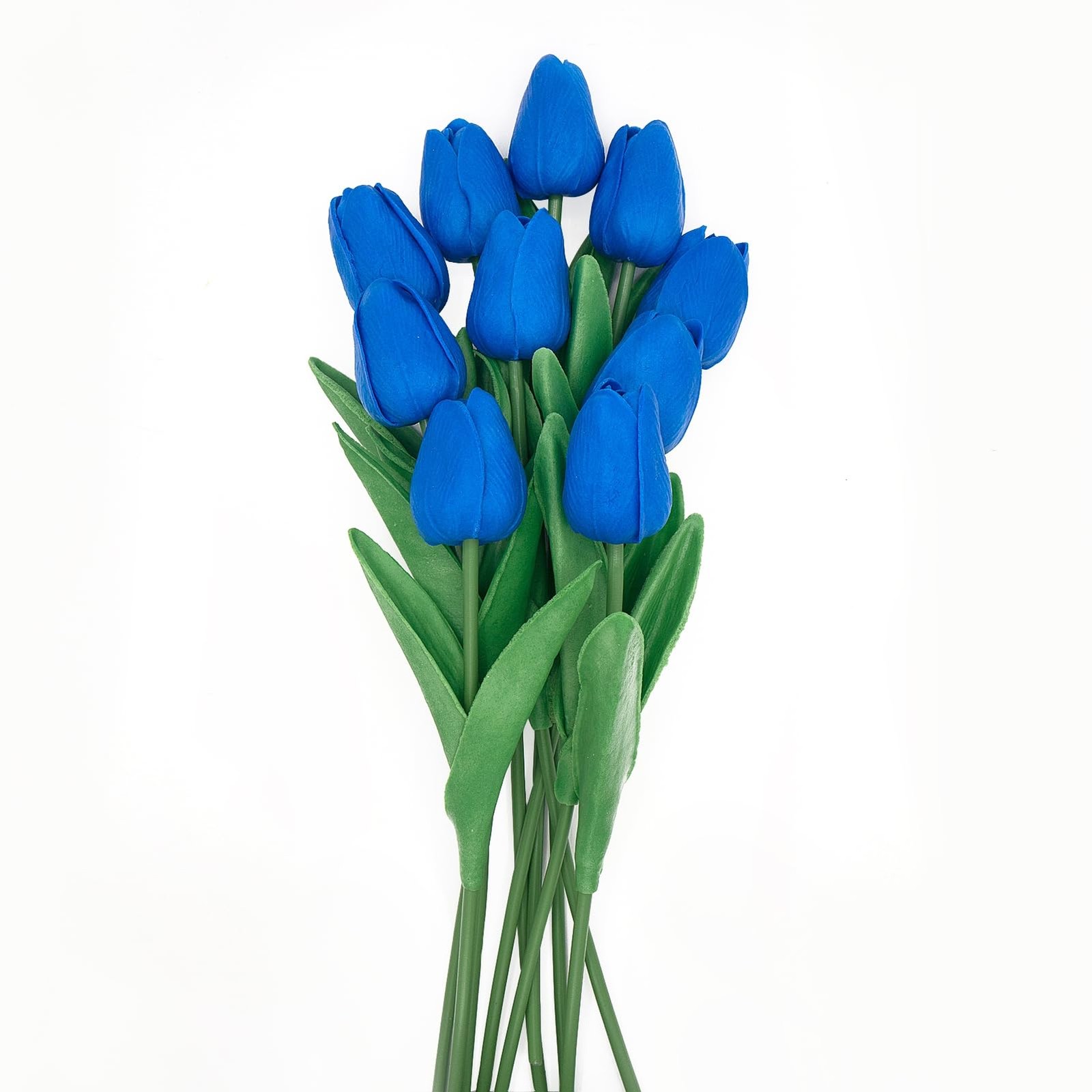 Blue Fake Tulips 10 PCS 13 Inch Real Touch PU Artificial Flowers Bouquet