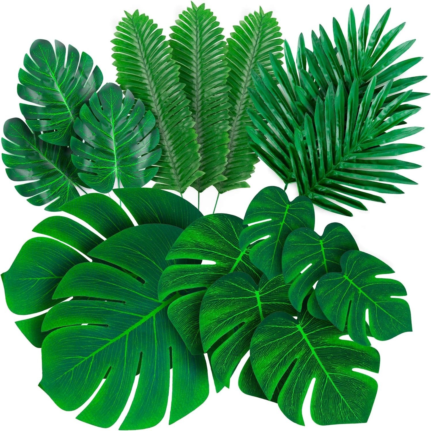 Artificial Palm Leaves 84 Pcs Green Tropical Decor for Party Wedding Jungle