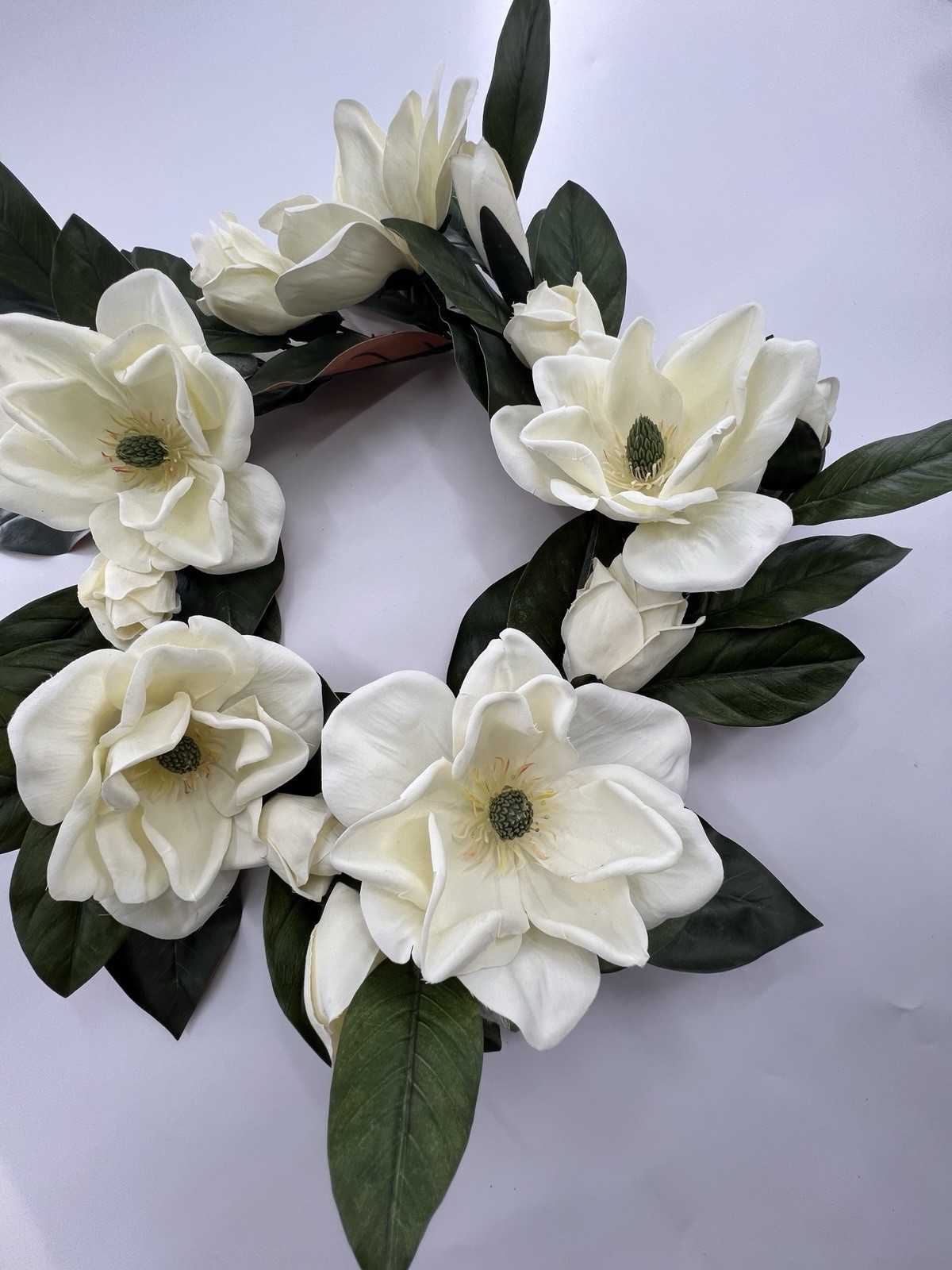 2 Magnolia Flower Wreaths 15” Artificial Hang On Door Decor Spring All Year