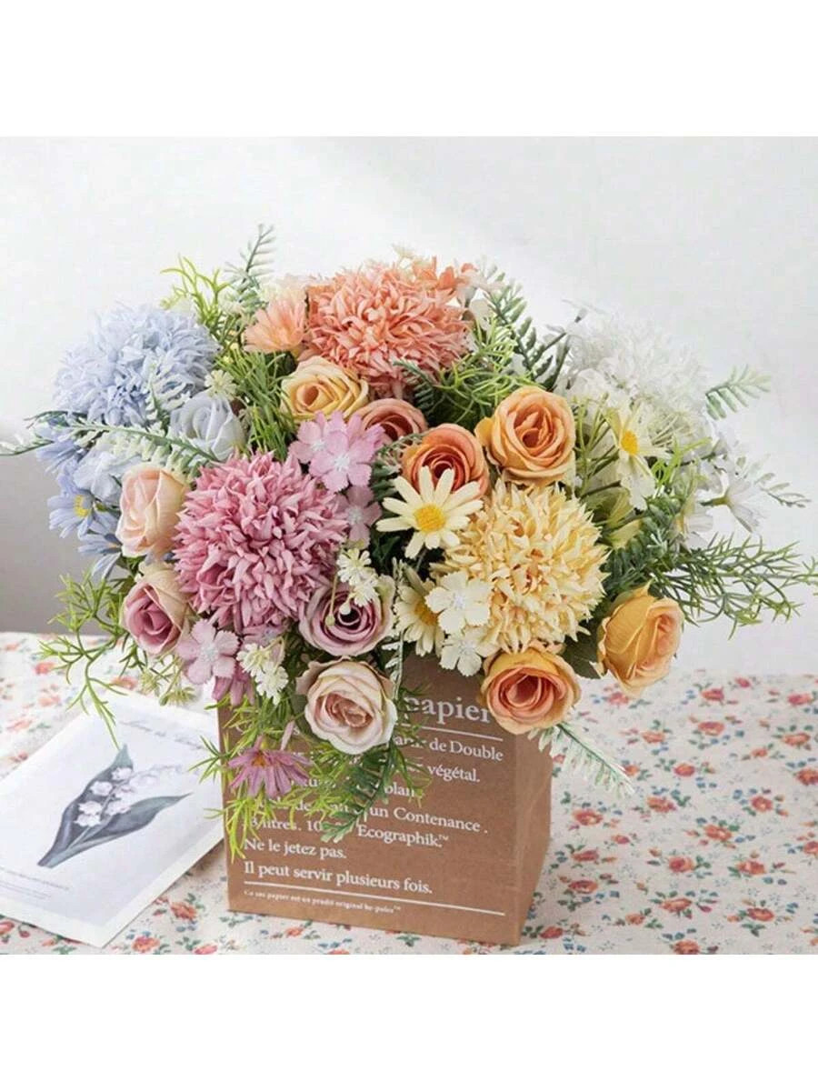4 Pack Artificial Hydrangea Rose Flowers 11.6in Wedding Home Decor