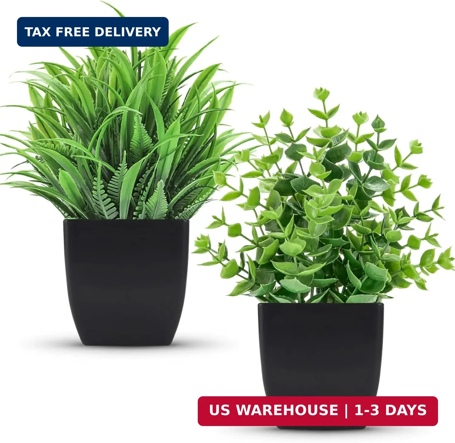 Der Rose 2 Pack Fake Plants Small Artificial Potted Plants Faux Plants Black Bat