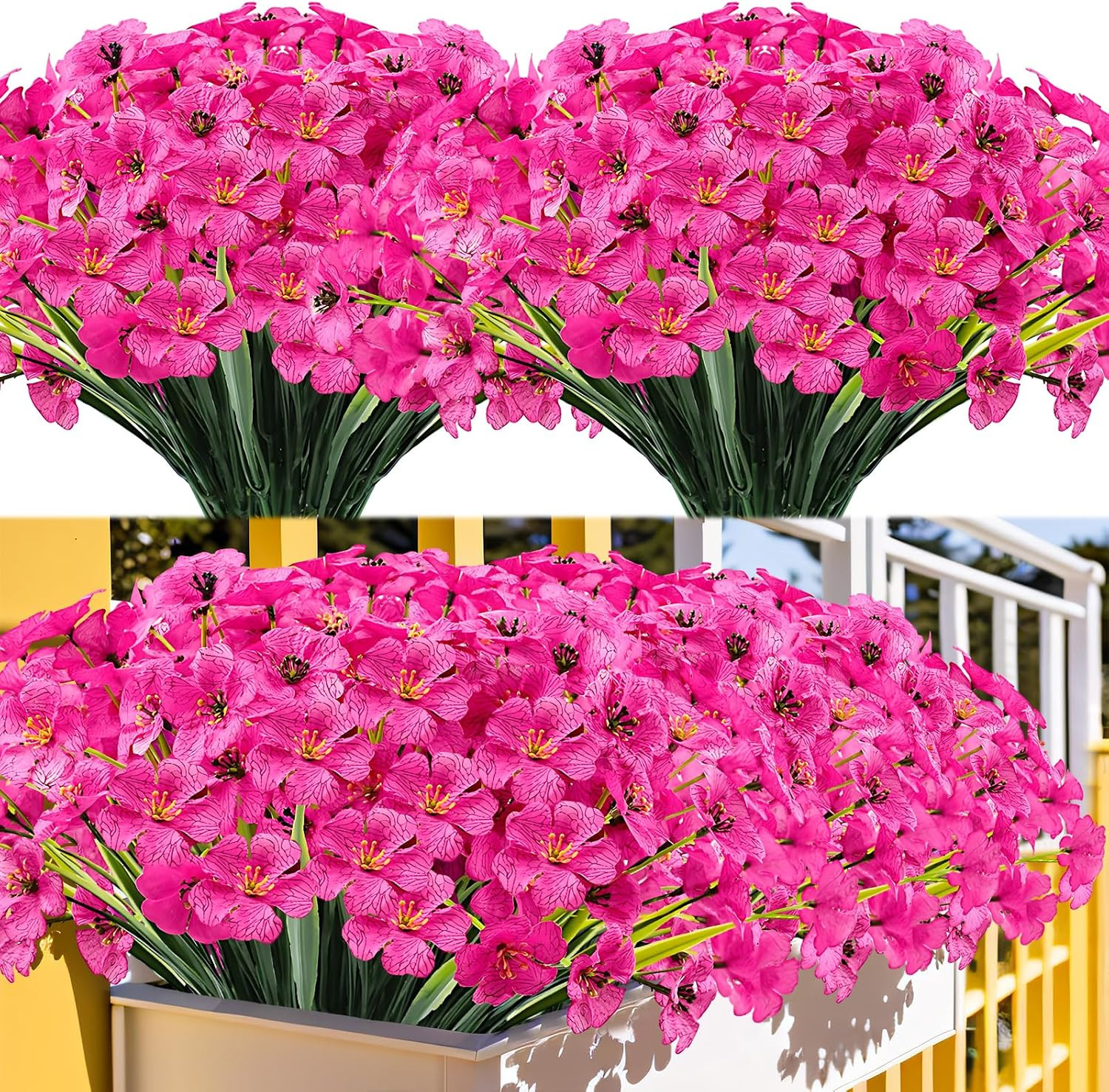 20 Bundles Outdoor Artificial Flowers UV Resistant with Faux Silk Flowers and No