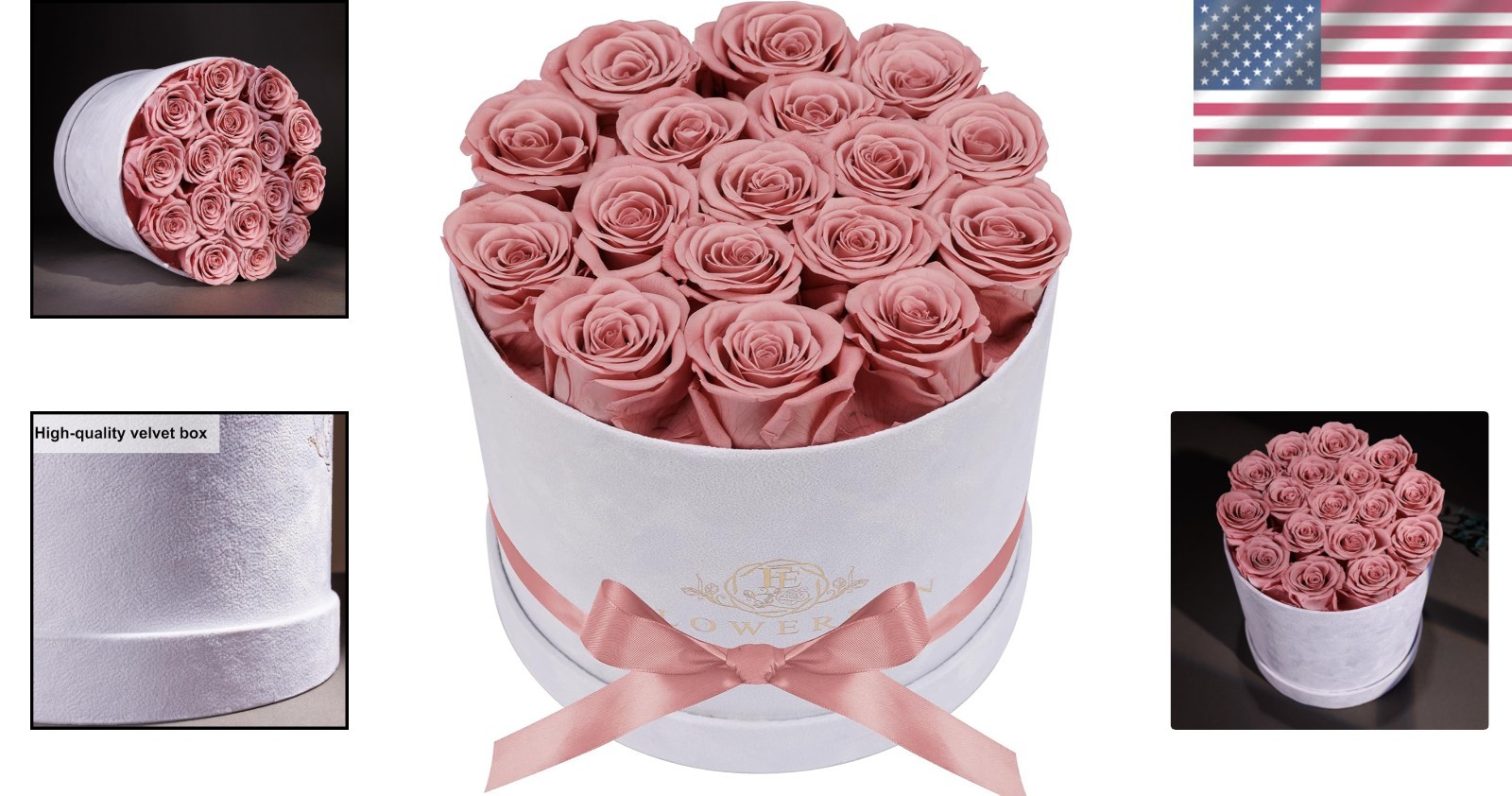 Handcrafted Luxury Dusty Rose Roses – Long-lasting Gift in Suede Box (17 Roses)