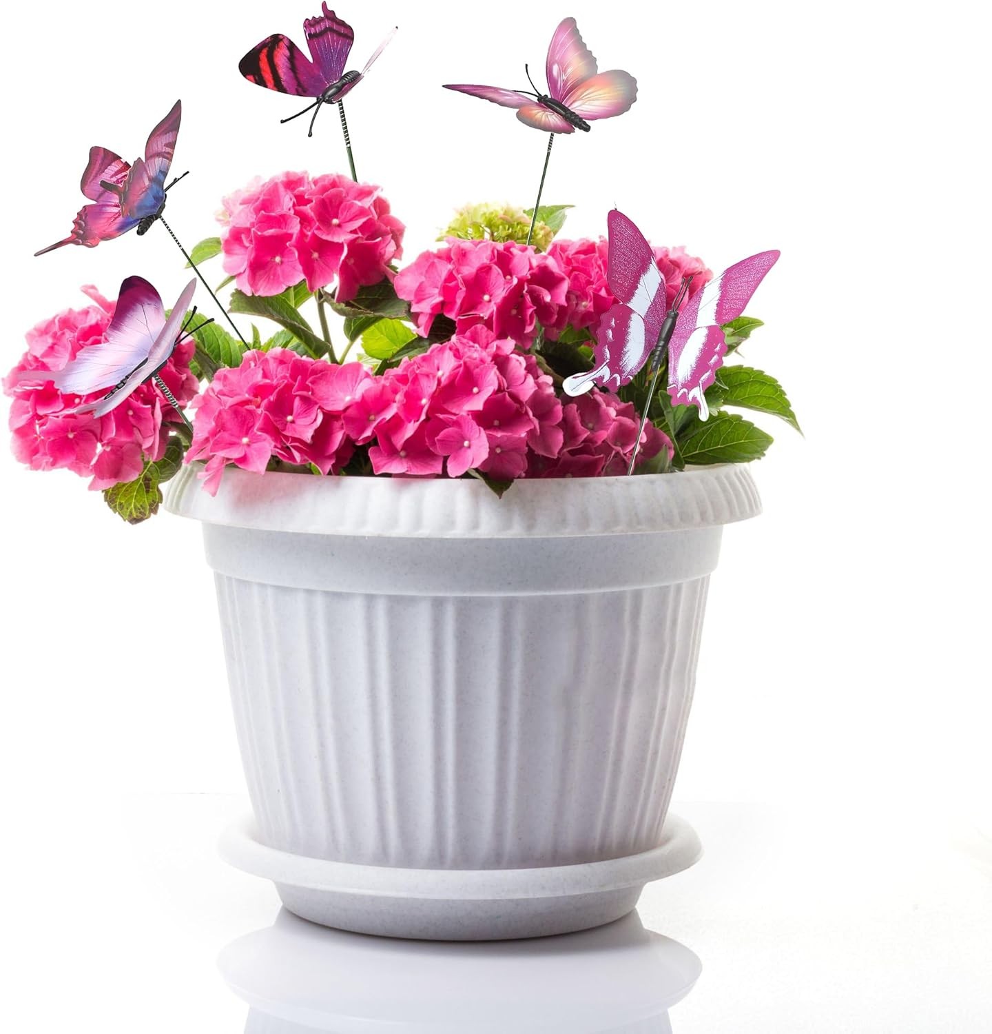 12pcs Purple Butterfly Plant Stakes Metal Garden Decor Flower Pot Sticks