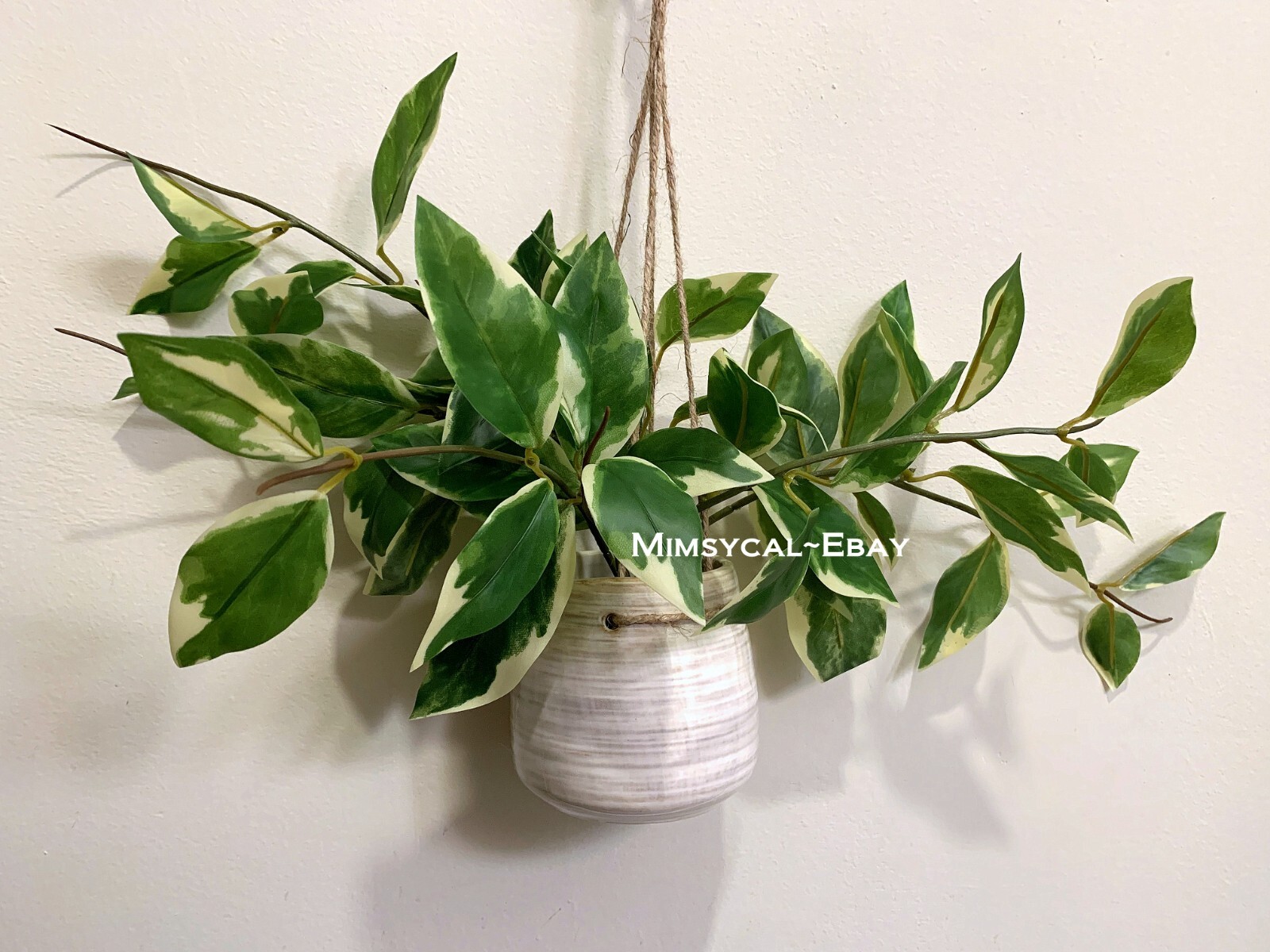 Hearth & Hand with Magnolia Hanging Ceramic Pot and 8″ Faux Hoya Leaf Plant NEW