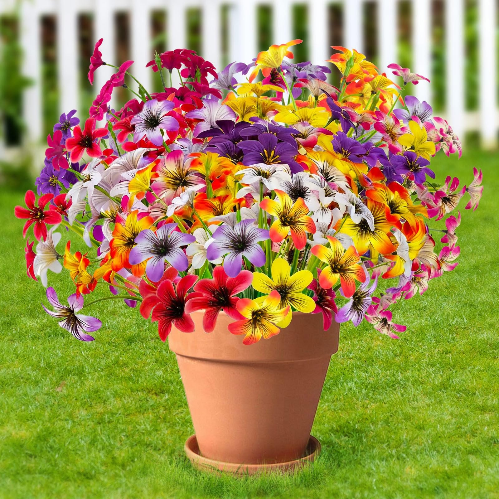 16 Bundles Artificial Flowers, UV Resistant Fake Pansy Silk Flowers, Realisti…