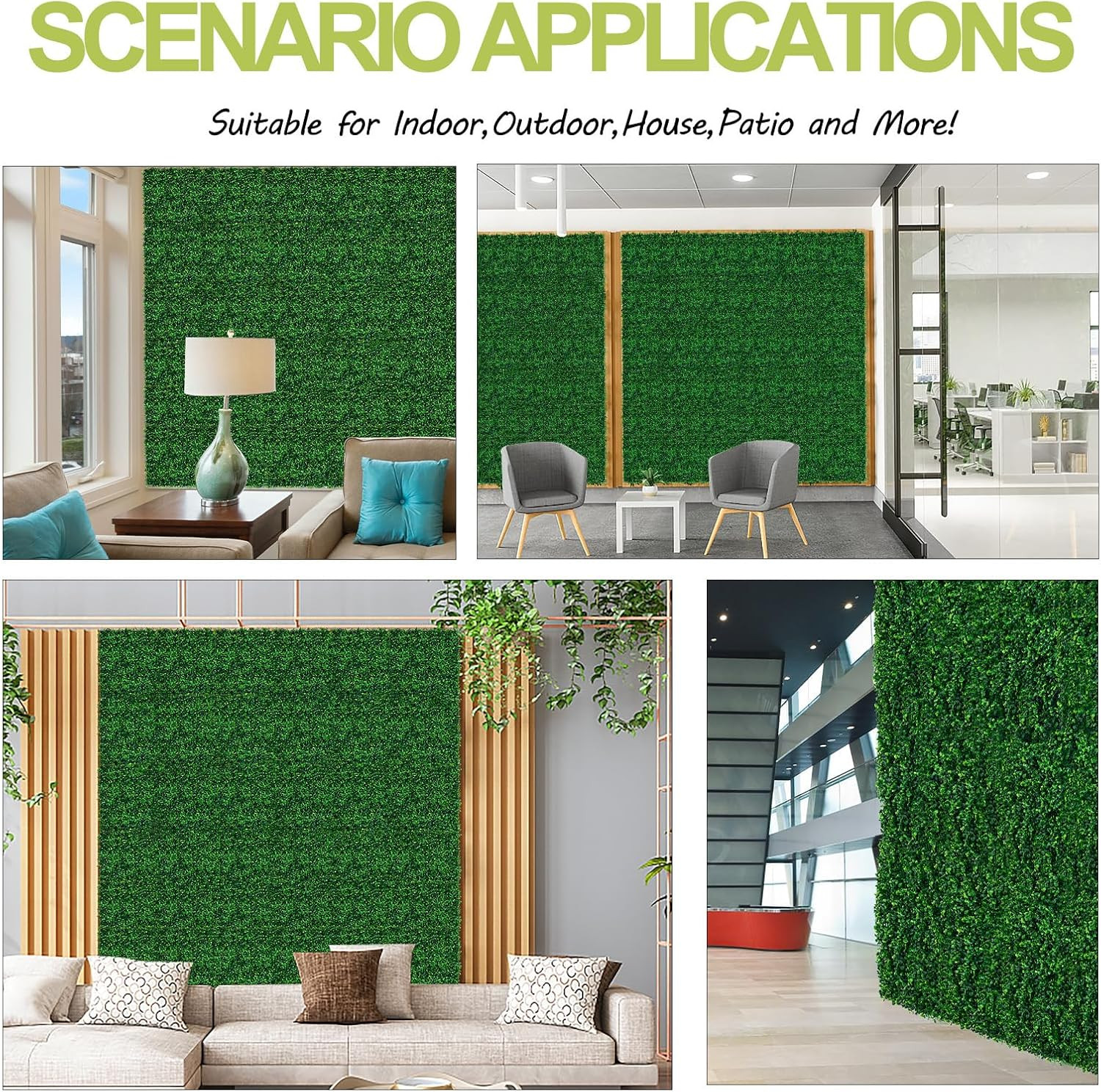 AOKIE 20″X20″ Artificial Grass Wall, 12 Pcs Boxwood Hedge Wall Panels Uv-Anti Gr