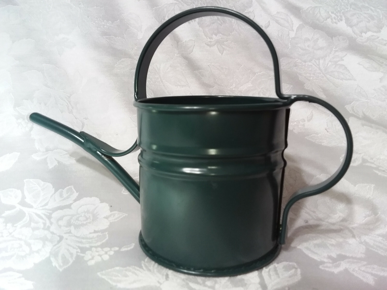 Home Interiors Hunter Green “Watering Time” Mini-Planter/ Metal Watering Can/NIB