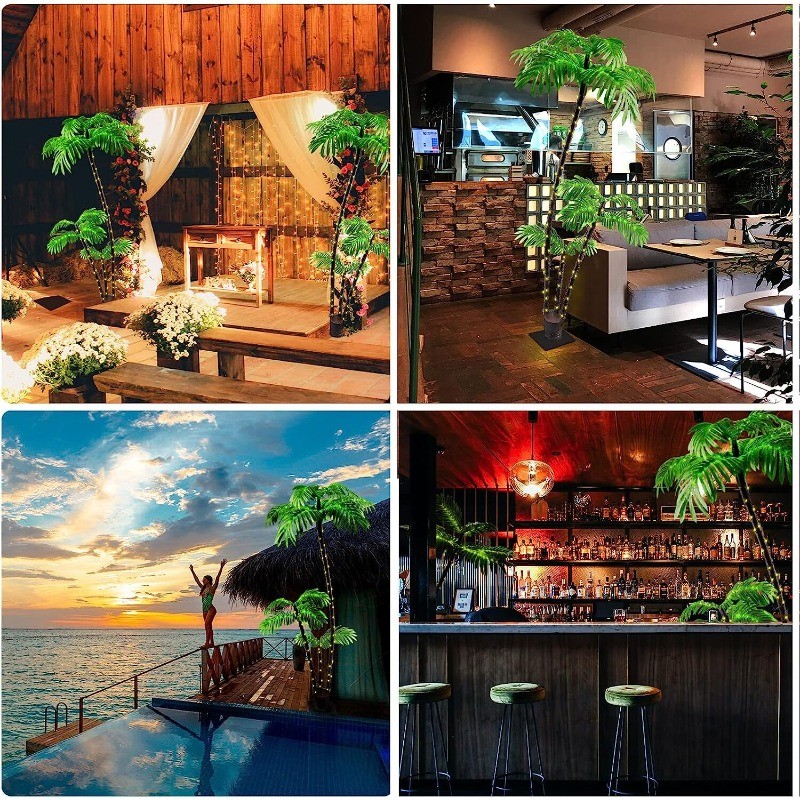 6Ft Artificial Palm Tree Outdoor for Patio Party Decor Hawaiian with 8 Modes