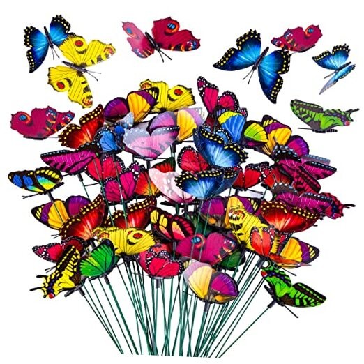 50PCS Butterfly Garden Decorations, 11.8 inch Butterfly Stakes Colorful