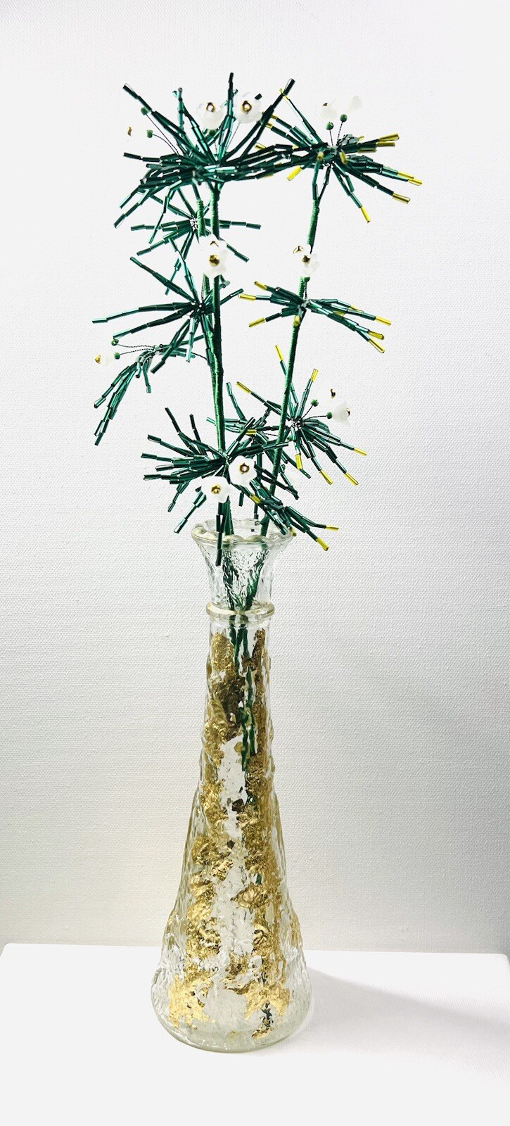 Glass Bugle Beads Exotic Grass Bouquet 16” Home Office Decor