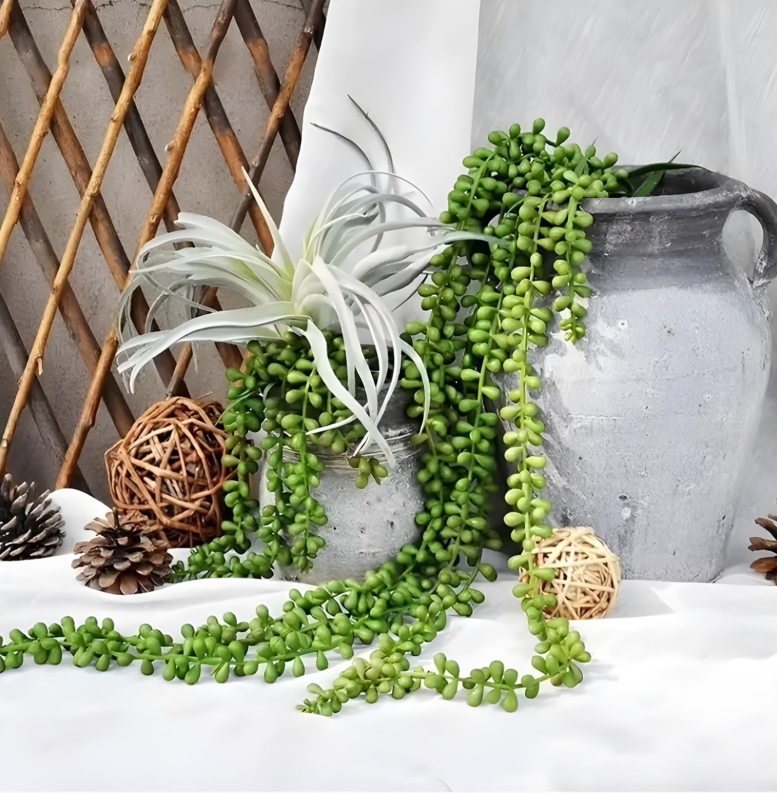 6 Pcs Succulents Plants Artificial Hanging Plants-String of Pearls Faux Green…