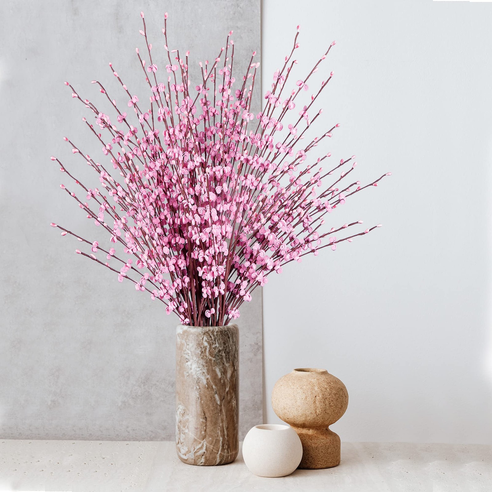Pink 29.5 Inch Artificial Jasmine Tall Fake Flower Bouquet Dry Branch 10 PCS
