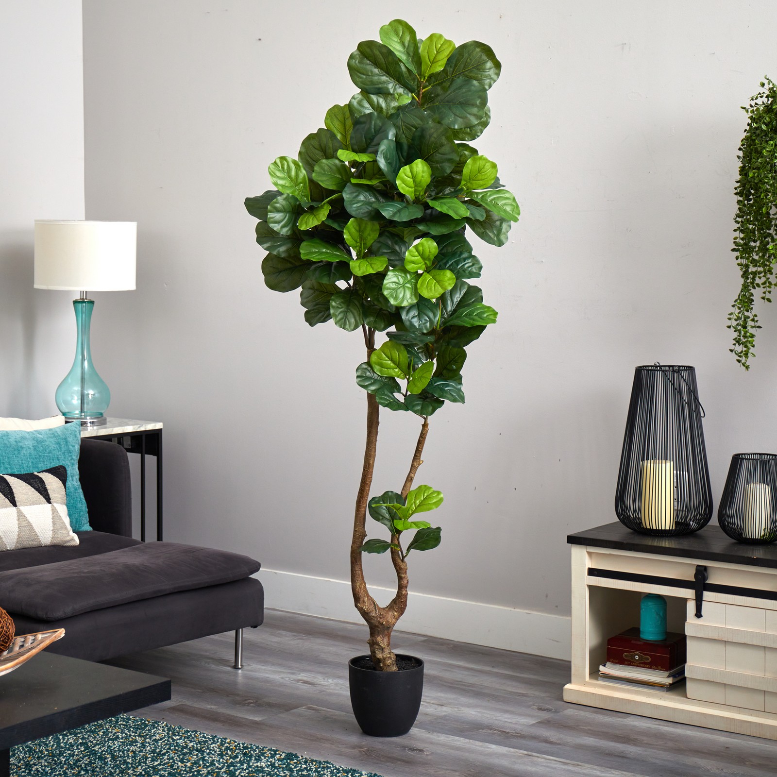 Nearly Natural 78″ Fiddle Leaf Artificial Tree (Real Touch) in Green
