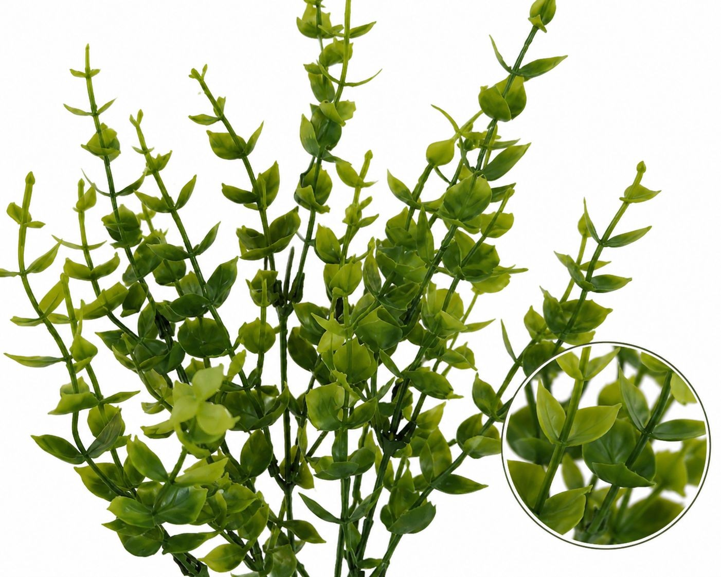 UV Resistant Faux Boxwood Eucalyptus Stems Set of 2 Artificial Greenery Bushes F
