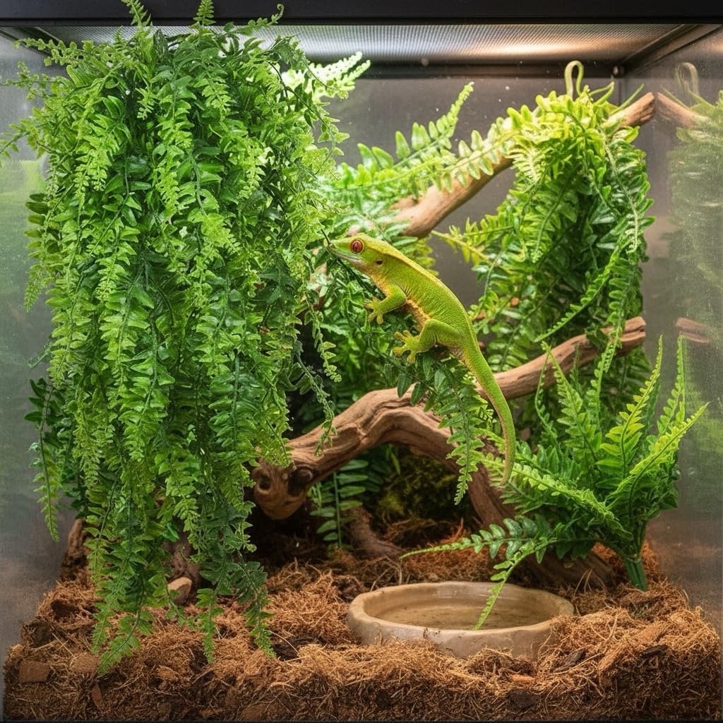 2 Pack Reptile Hanging Plants Terrarium Vines w/Suction Cups Tank Decor.