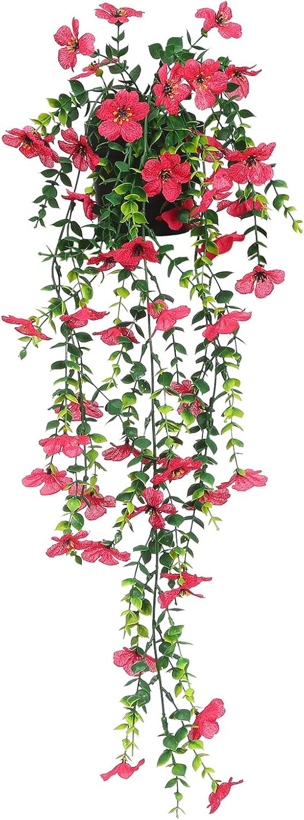 Fake Plants Hanging Artificial Potted Faux Eucalyptus Plants and Flowers for …