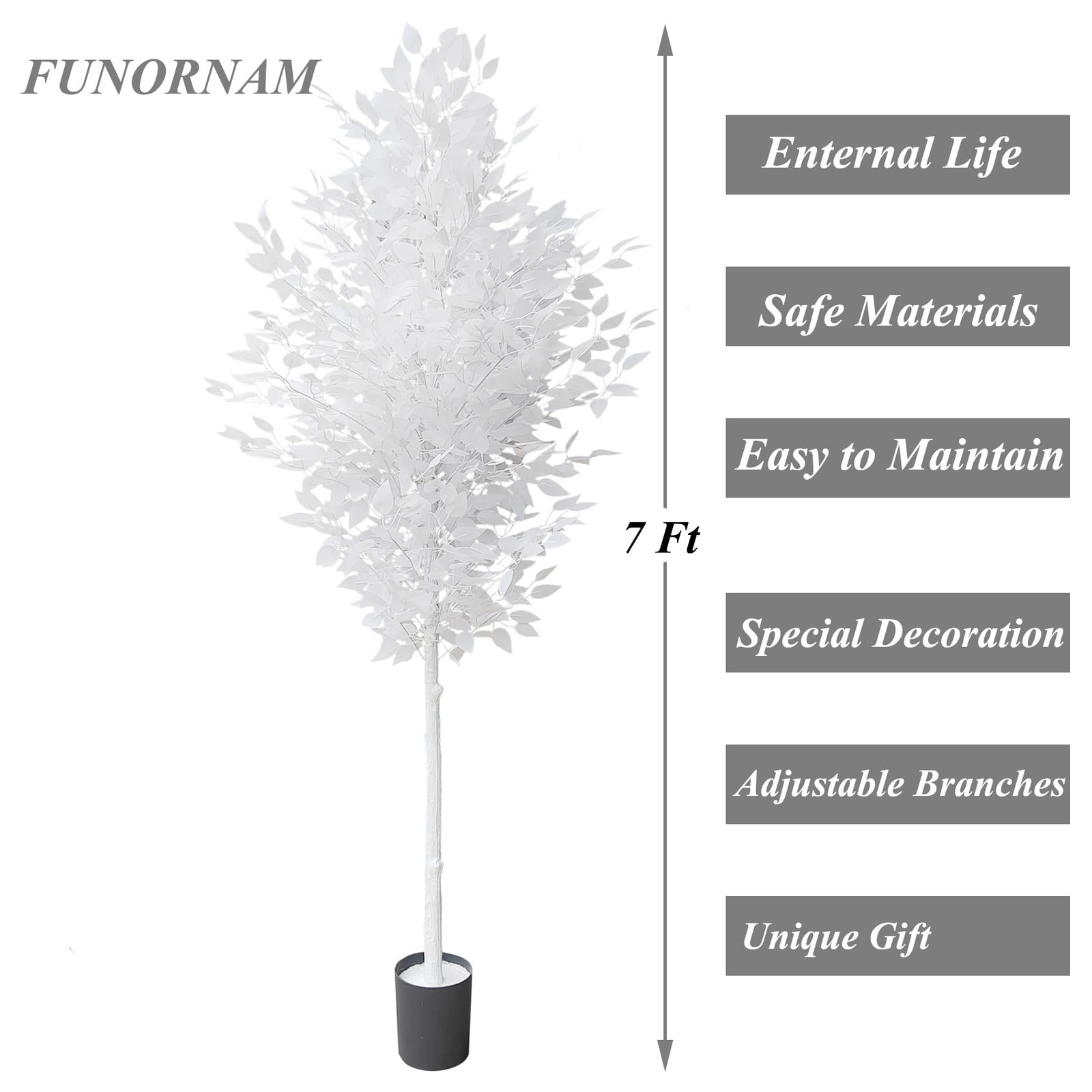7ft Ficus Trees Artificial, Large White Fake Tree Faux Plant for Home Indoor …