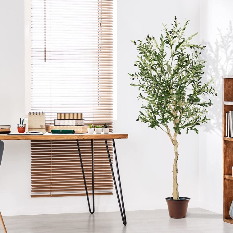 6′ Indoor Outdoor Decoration Artificial Olive Tree Plant w/Built-in Cement Pot