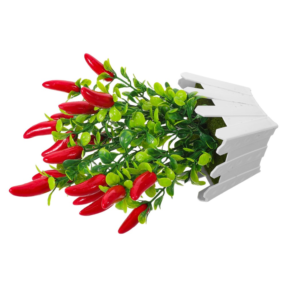 3Pcs Reusable Faux Red Pepper Bonsai Trees Lifelike Plastic Indoor Decoration