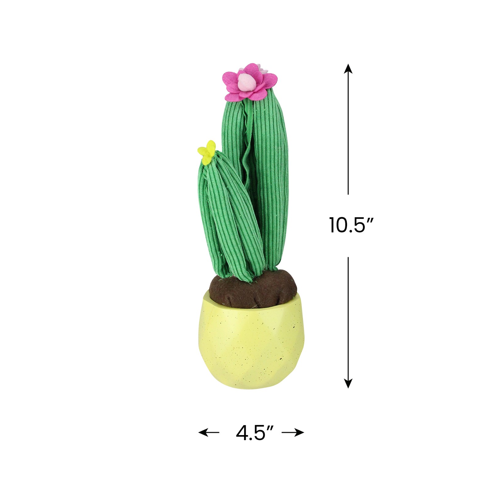Northlight 10.5″ Artificial Plush Dual Cactus in Yellow Pot Table Top Decoration