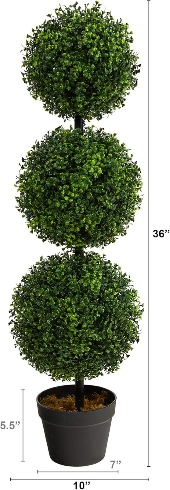 Nearly Natural 36In Artificial Triple Ball Boxwood Topiary Tree – Indoor Outdoor