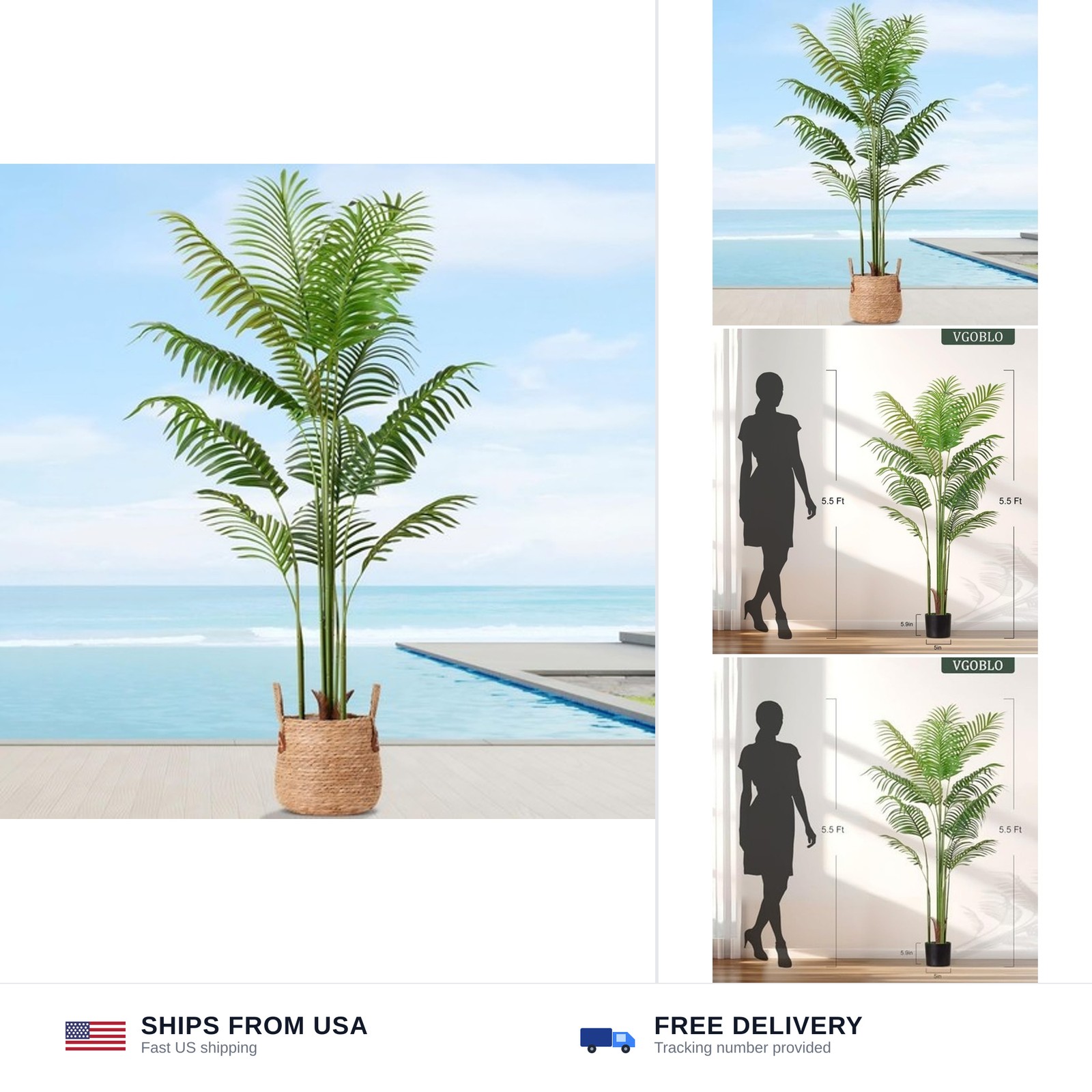 Artificial Palm Tree 5.5FT Tall Fake Tree Nearly Natural Large Tropical Faux …