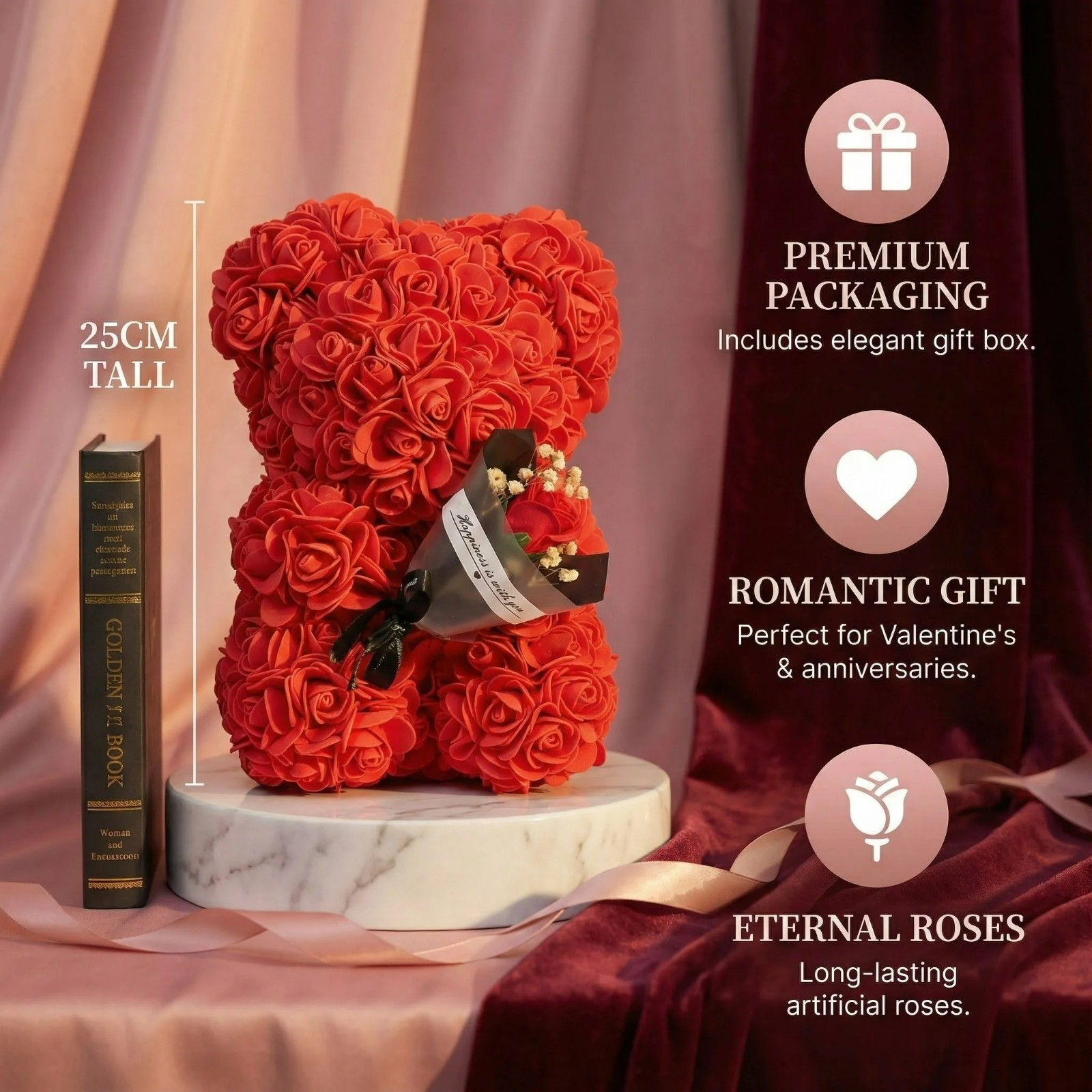 Rose Bear with flower bouquet Artificial Foam Flowers Bear Romantic CreativeGift