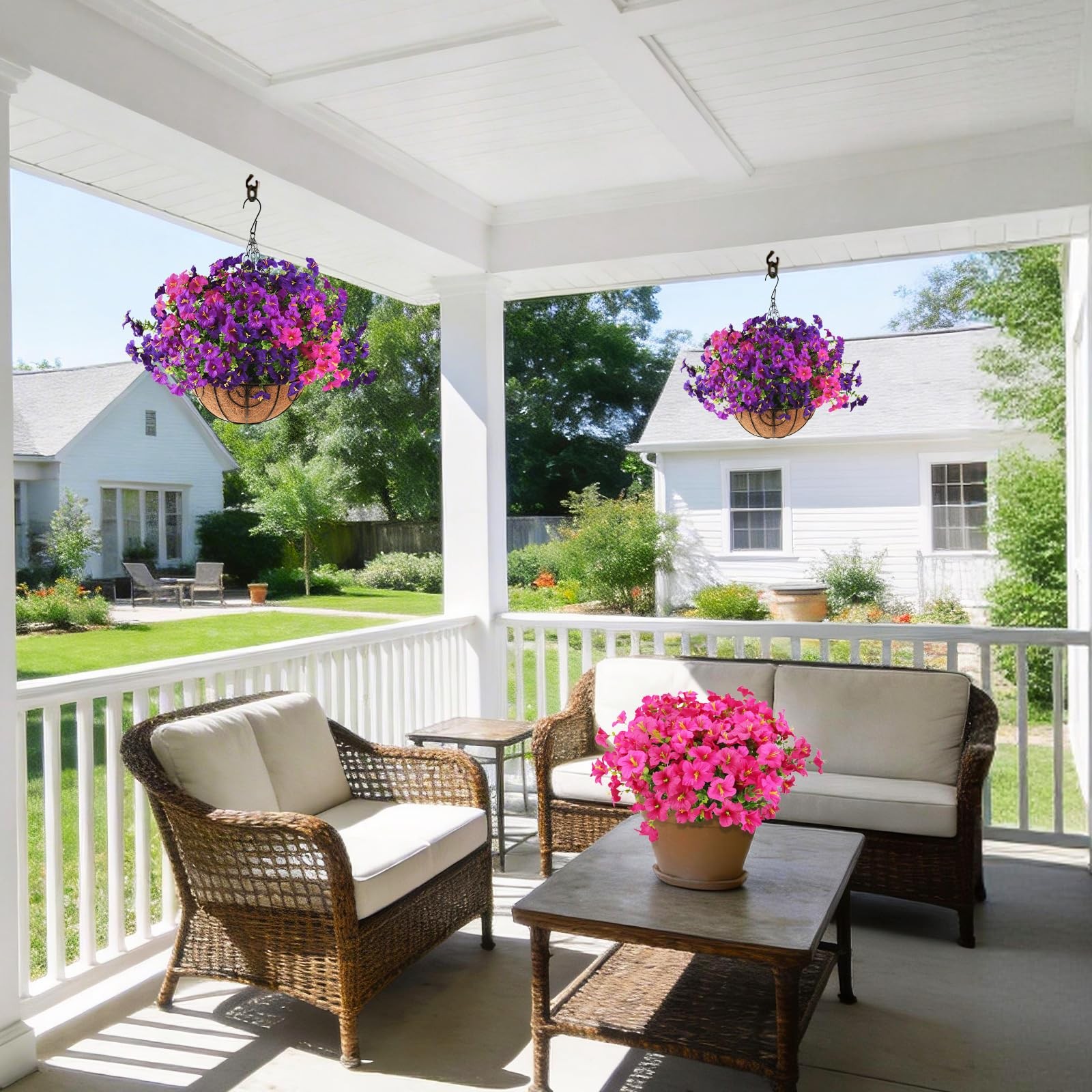 Artificial Flowers for Outdoors Fake Plants Spring Summer Decoration, 12 Bund…