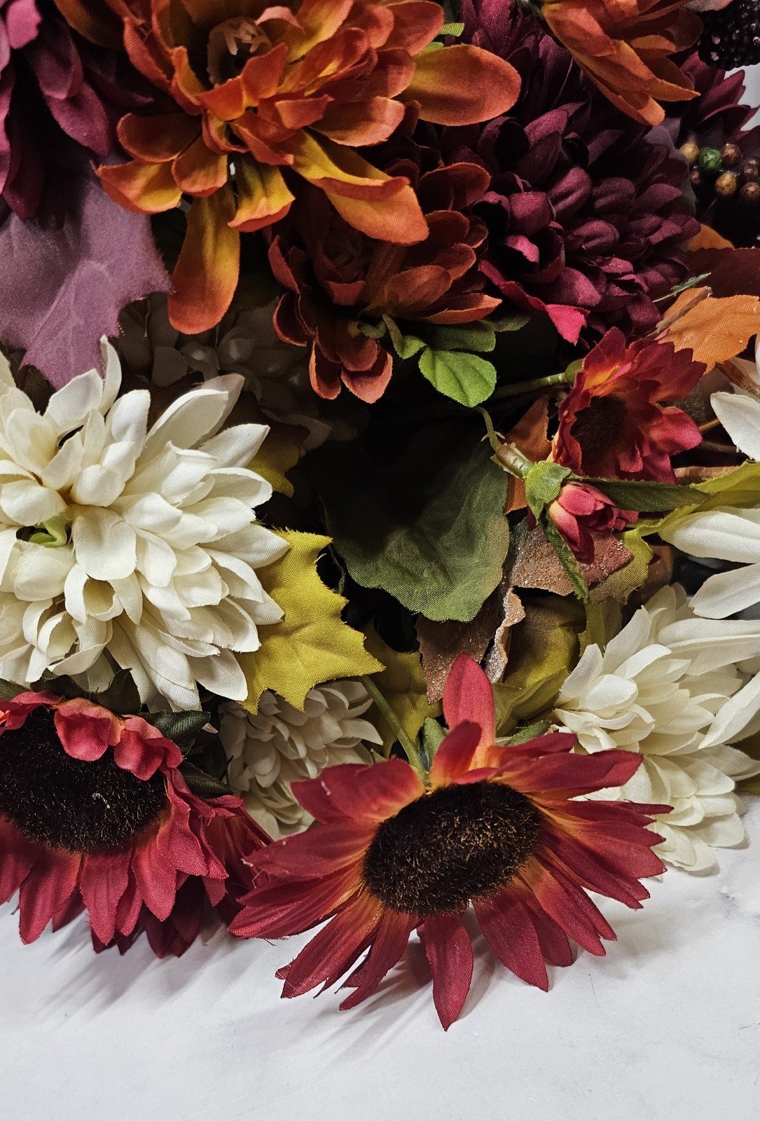 Fall Artificial Flowers With Small Pumpkin And Gourds