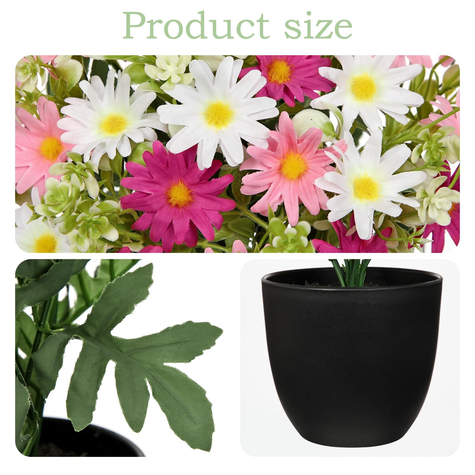 12 Inch Pink Artificial Daisy Flowers In Pot Silk Arrangement Faux Plant