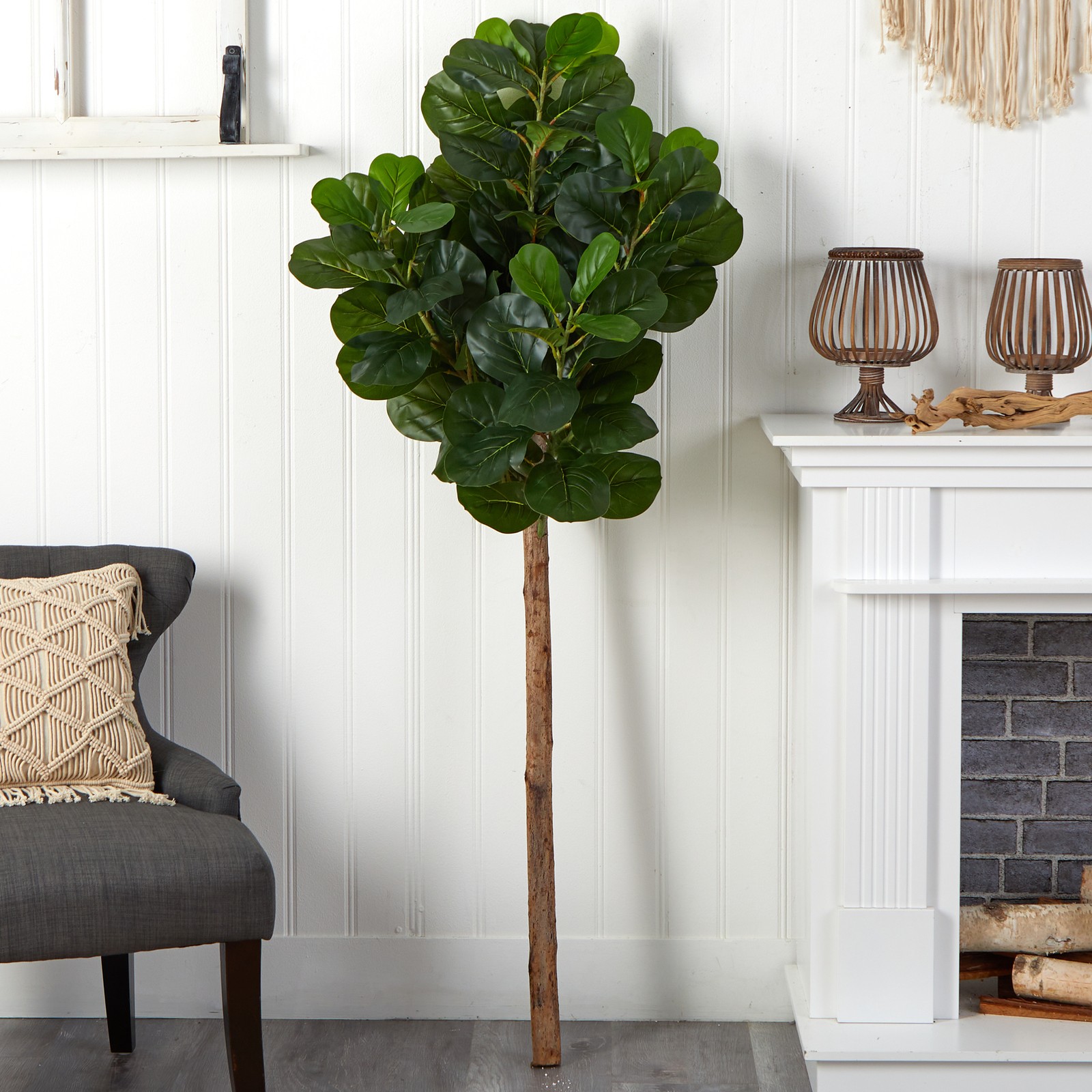 Nearly Natural 5.5ft Artificial Fiddle Leaf Tree (No Pot) in Green