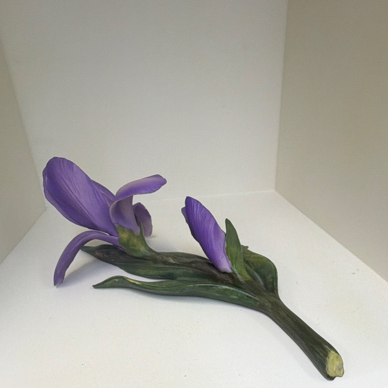 Artificial Iris Flower Stem Twig & Stem, Purple with Green Leaves Floral Decor