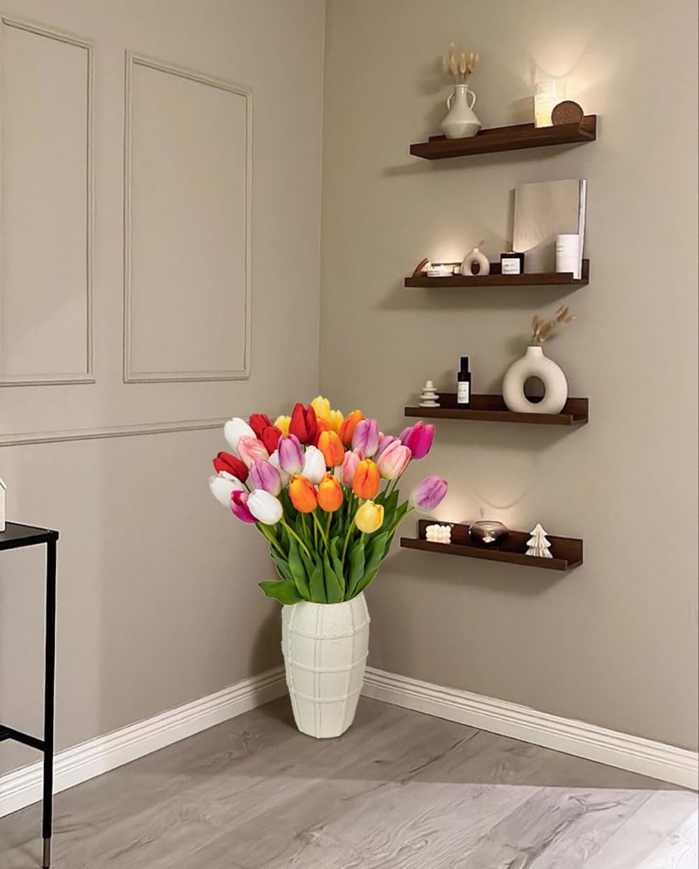 6PCS 23″ Tulip Flowers Artificial Pink Tulips Long Stem Faux Flower, Silk Flo…