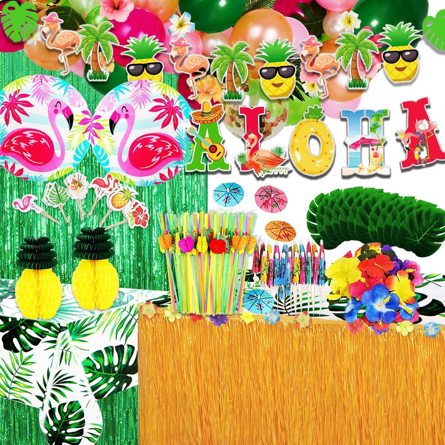 Hawaiian Luau Party Decorations 157Pcs NEW