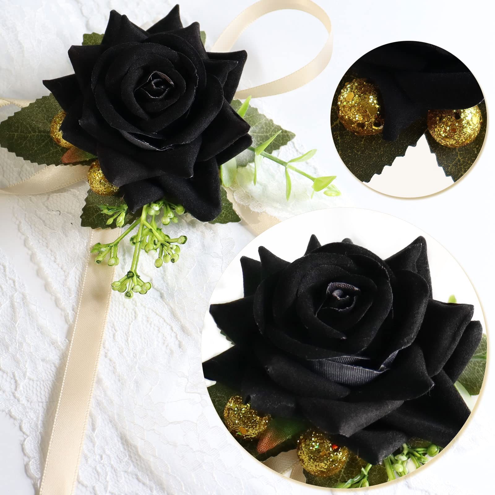 White Pink Wine Red Rose Wrist Corsage Boutonnieres for Best Bridesmaid Groom…