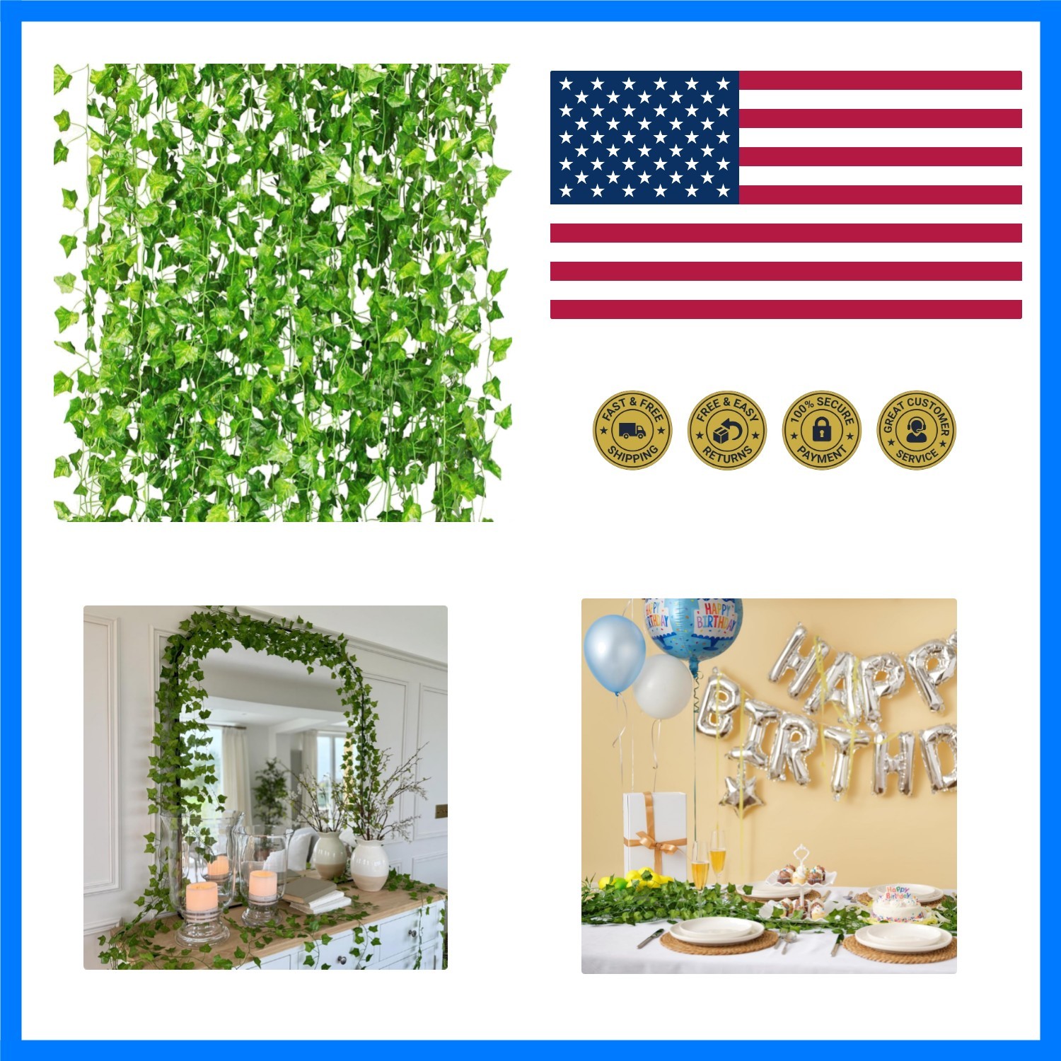 12 Pack 84Ft Artificial Ivy Garland, Fake Vines UV Resistant Greenery Leaves …