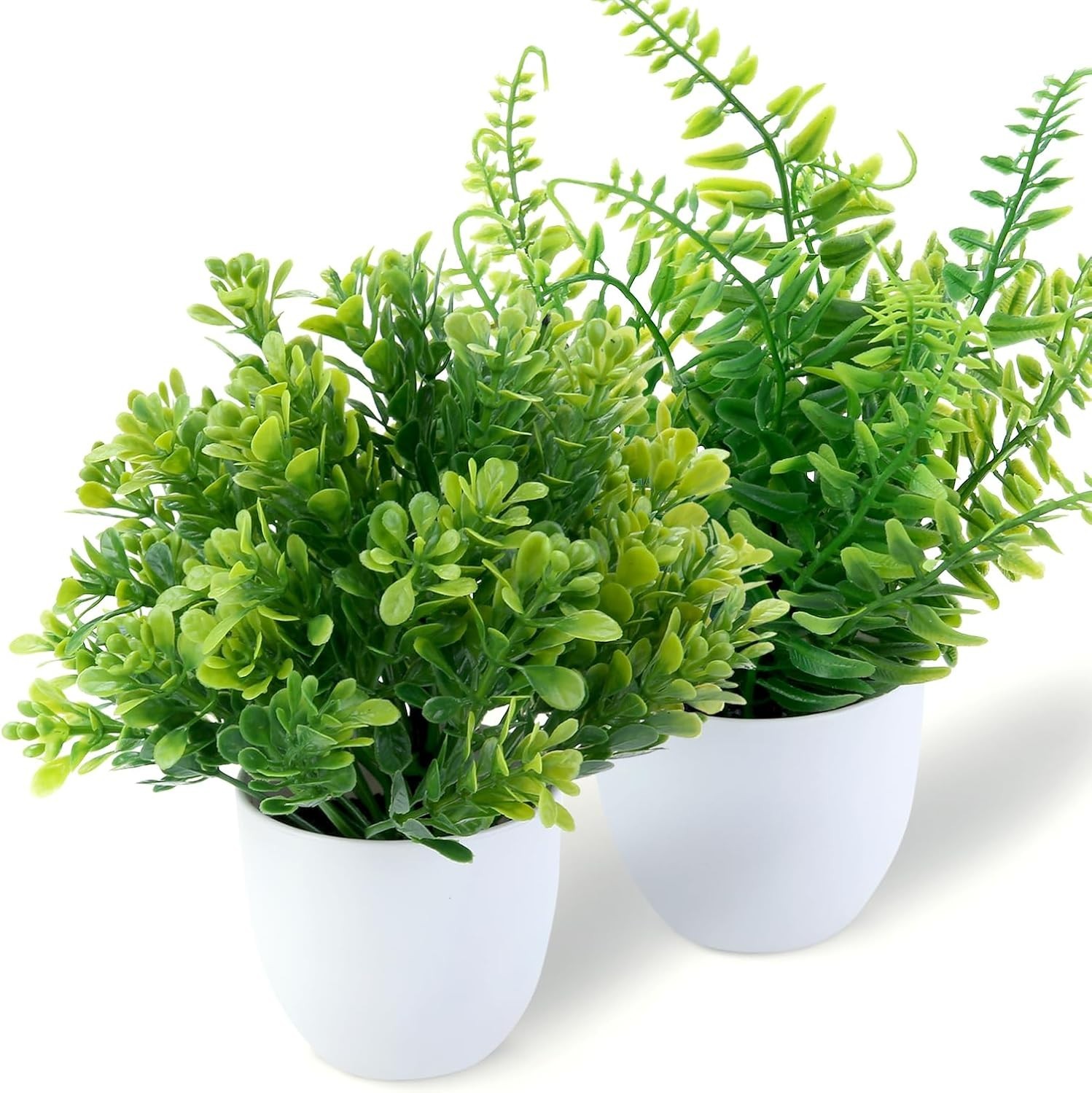 2 Pack Small Fake Potted Plants for Home Decor Faux White-2 Pack