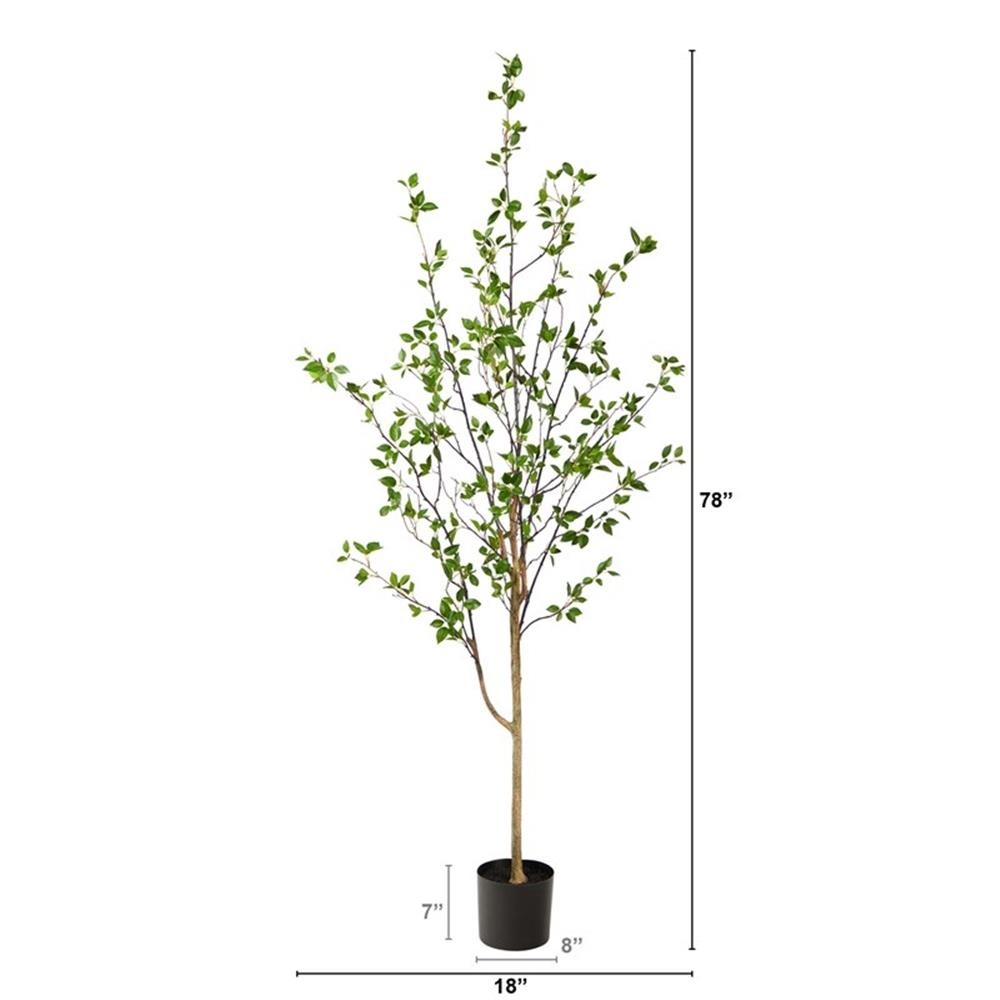 Pemberly Row 6.5ft Minimalist Citrus Artificial Tree in Green