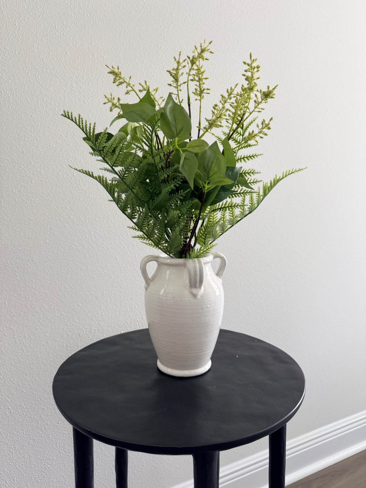 Pottery Barn Faux Wild Floral Bundle, 20″ Greenery With White Blossoms, New