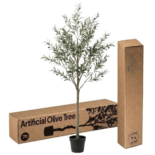 Artificial Olive Tree, Faux Olive Tree Plants, Fake Potted Olive Silk Tree 7ft
