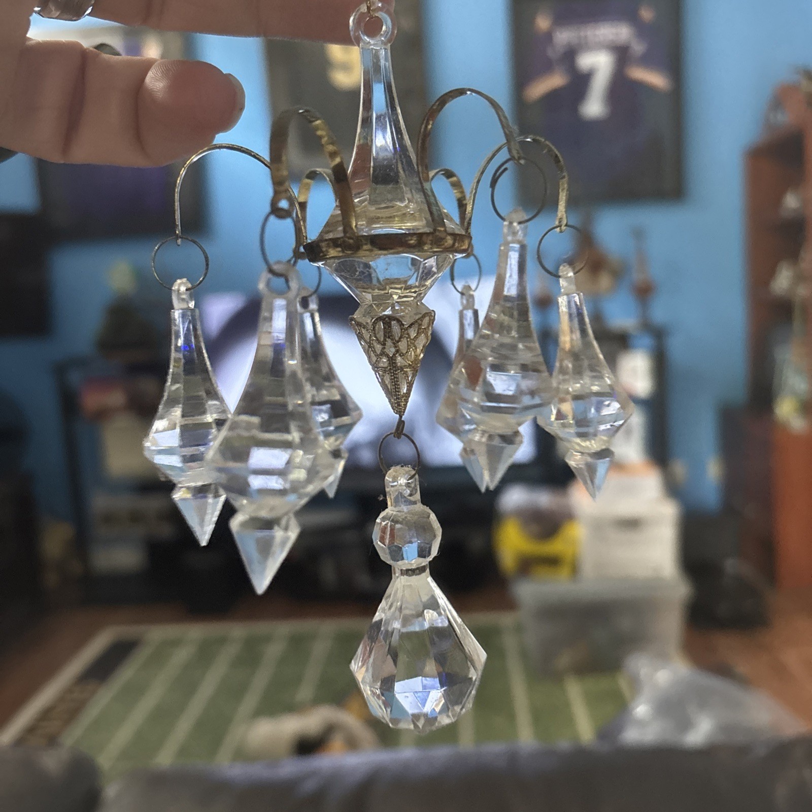 Lot of 8 Vintage Clear Crystal Chandelier Ornament Hanging Decoration Christmas