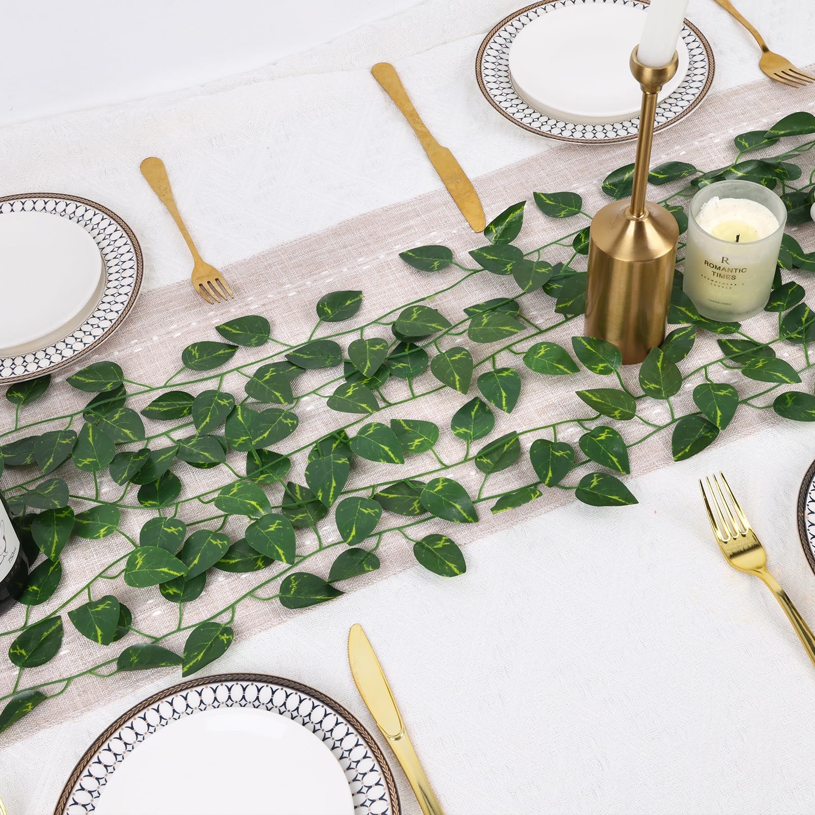 Fake Vines for Room Decor 48pcs Fake Ivy Greenery Garland Wall Decor (Pothos)